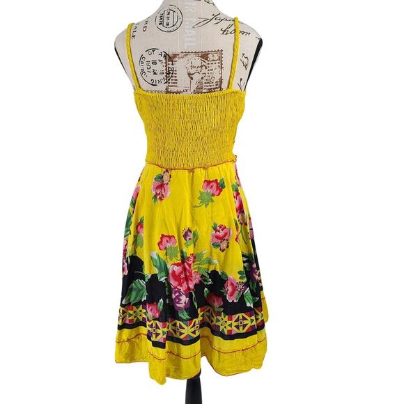 Magic women's Dopamine sundress yellow floral Size xl Funky beachy Summer picnic - Picture 1 of 10